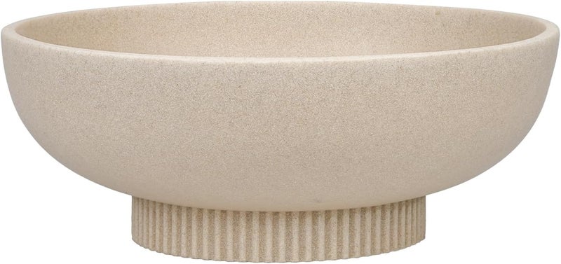 Deobath Large Resin Pedestal Decorative Bowl - Modern Handicraft Bowls for Home Decor - Fruit Bowl for Kitchen Counter - Key Bowl for Entryway Table,Artificial Stone Beige - Image 1